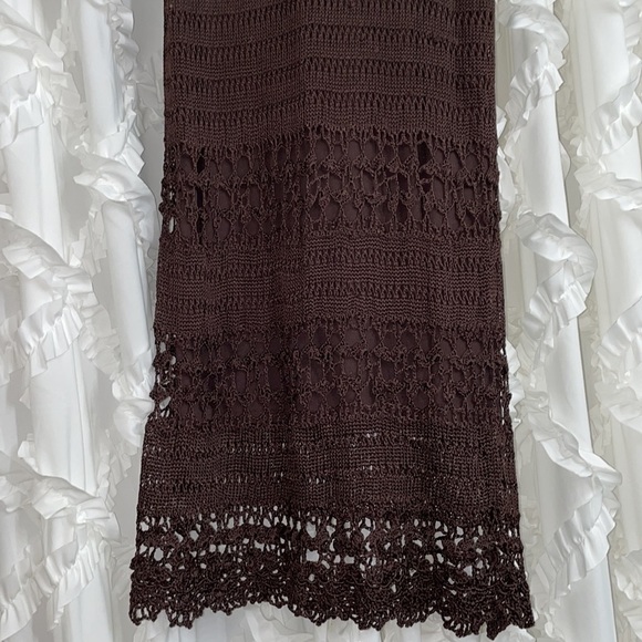Chicos chocolate Brown knit lace maxi skirt thick and lined - Picture 2 of 5